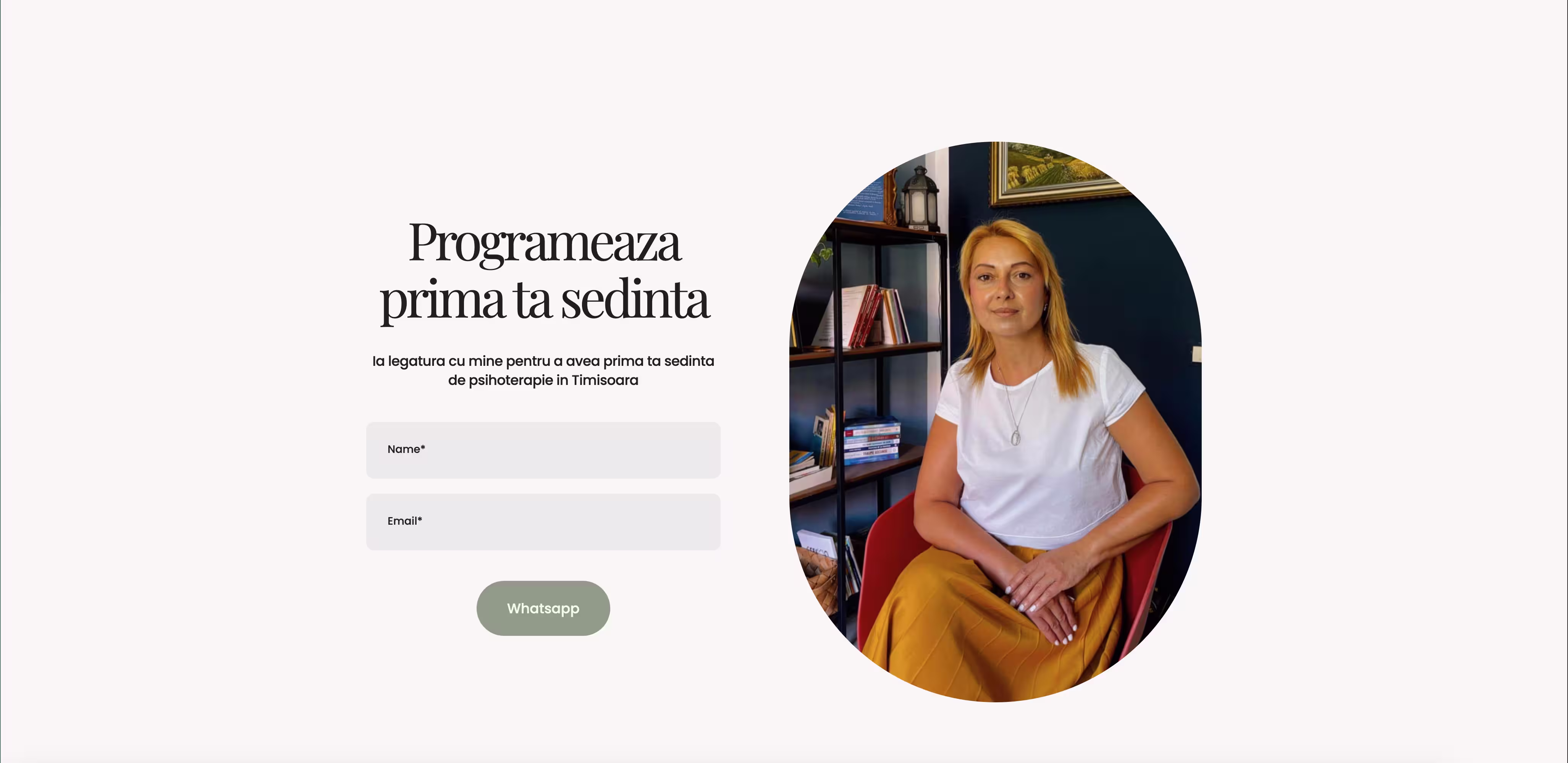 Website-Design für eine Psychologin - Beispiel für die "Kontakt" - Sektion mit klarer Struktur und beruhigenden Farben