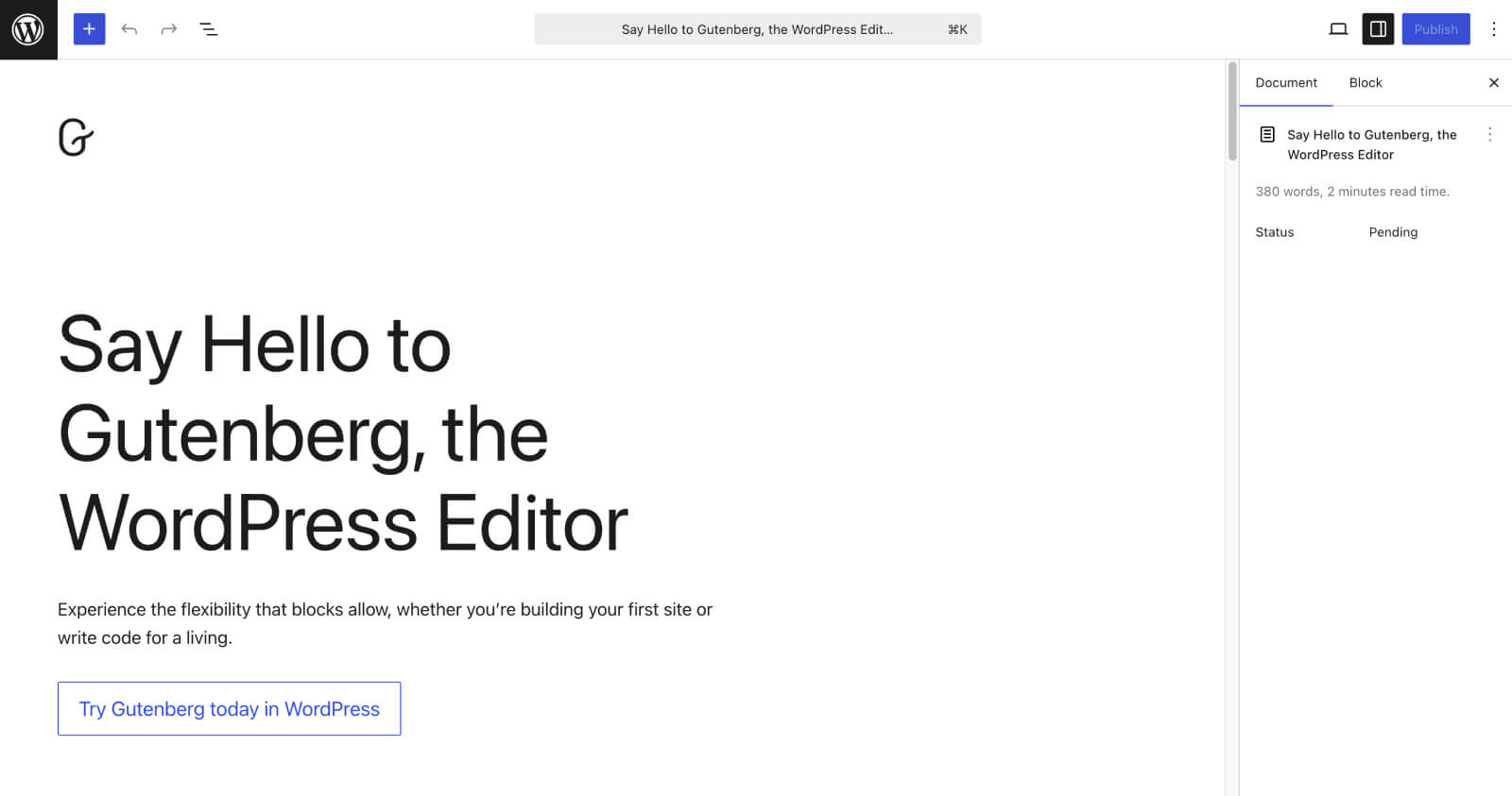 WordPress Gutenberg editor