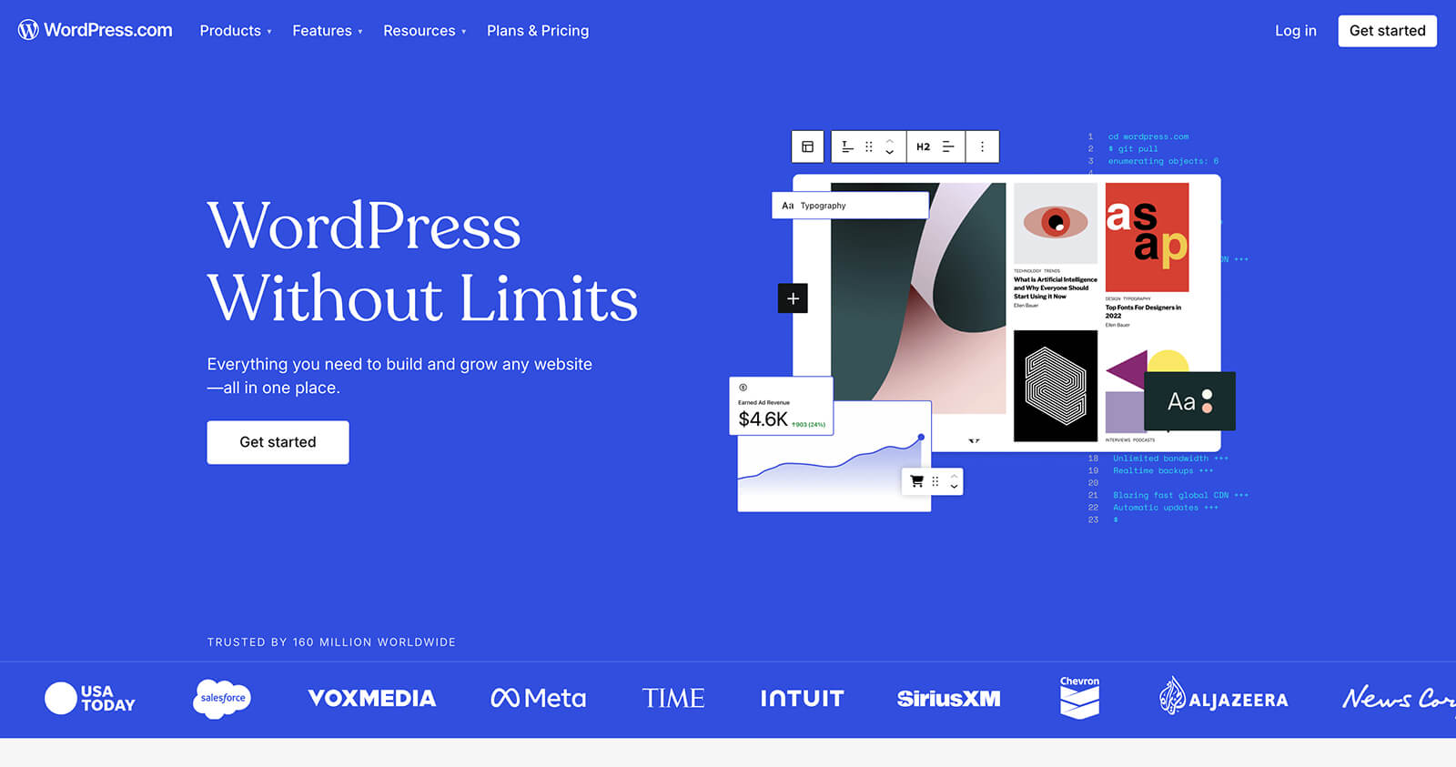 WordPress website homepage