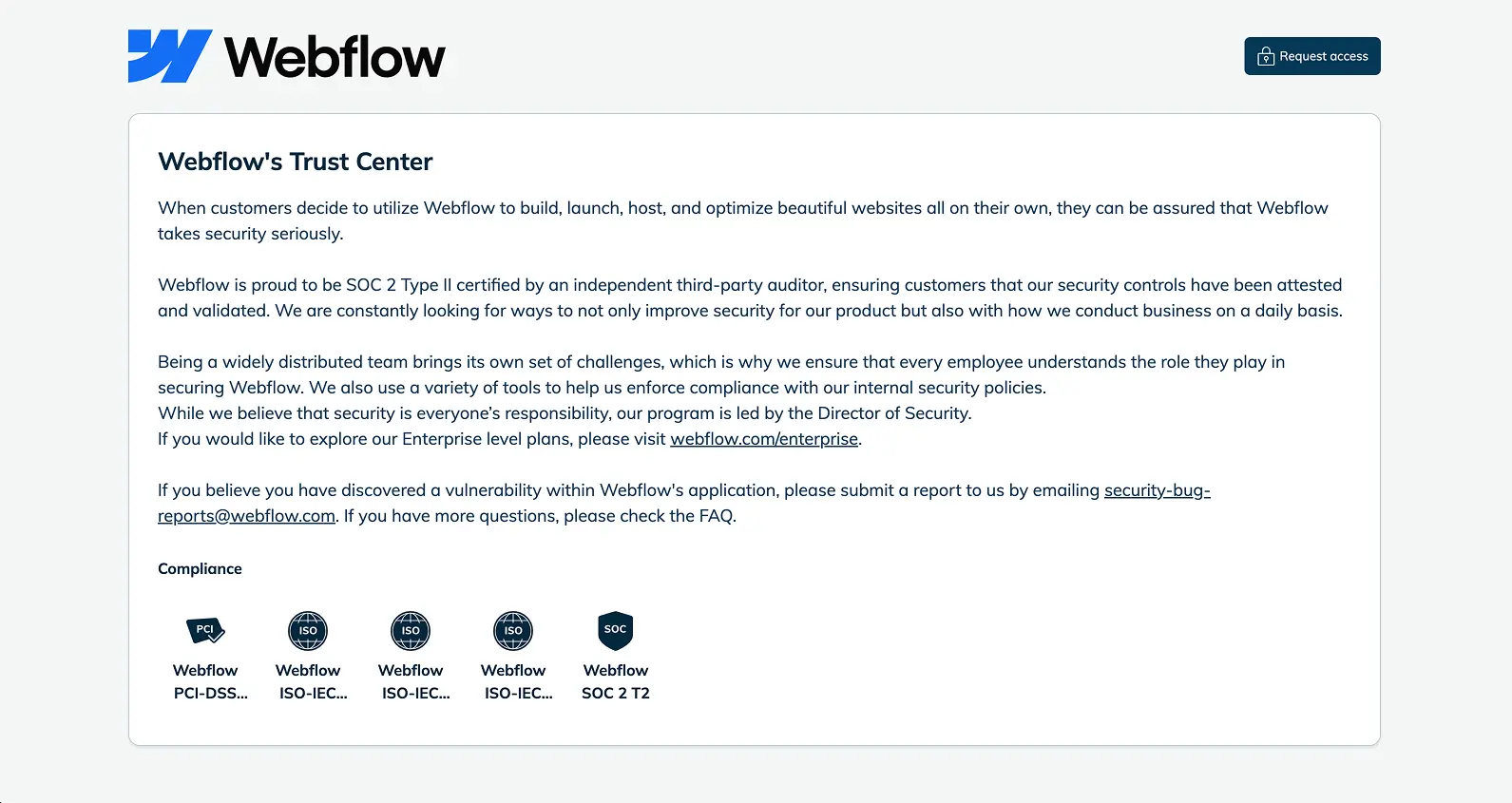Webflow Trust Center