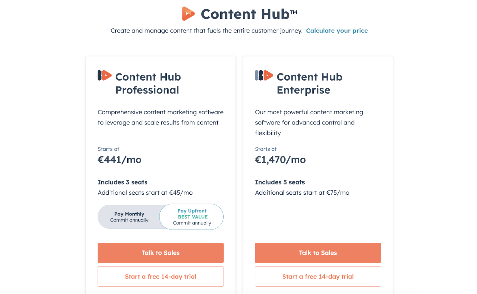 HubSpot Content Hub pricing