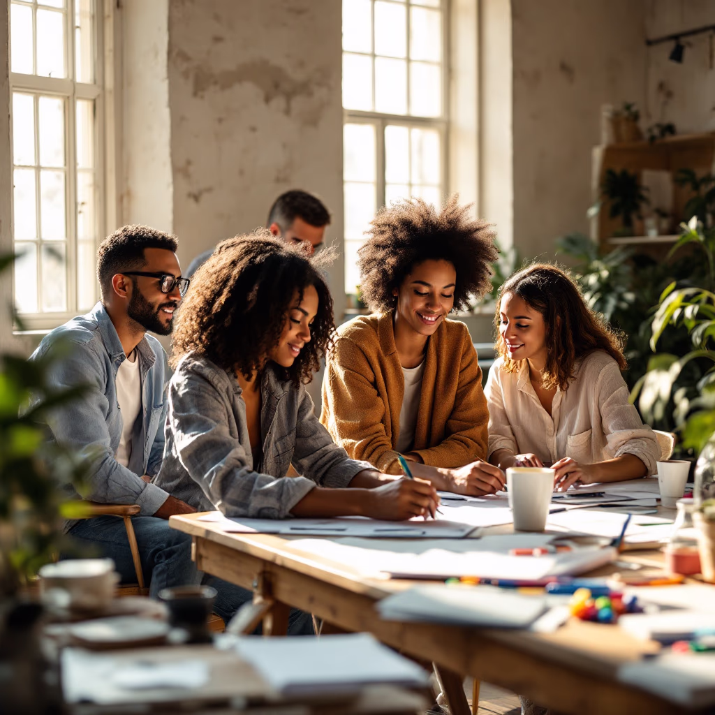 [team] image of teamwork in the studio (for a graphic design studio)