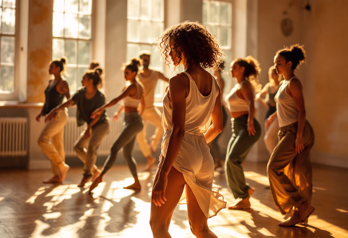 image of group of dancers rehearsing in a studio