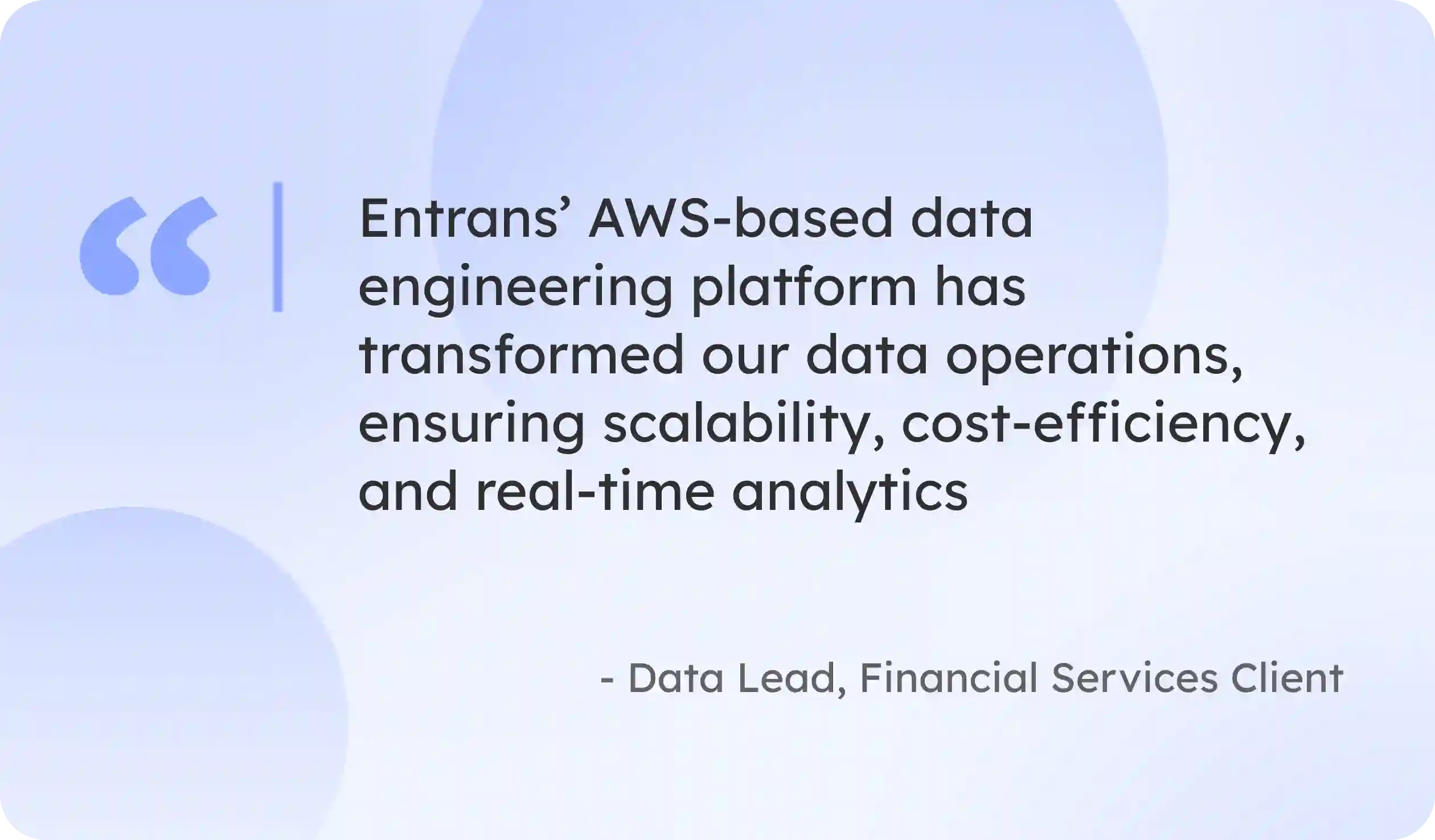 Client testimonial for cloud lending platform