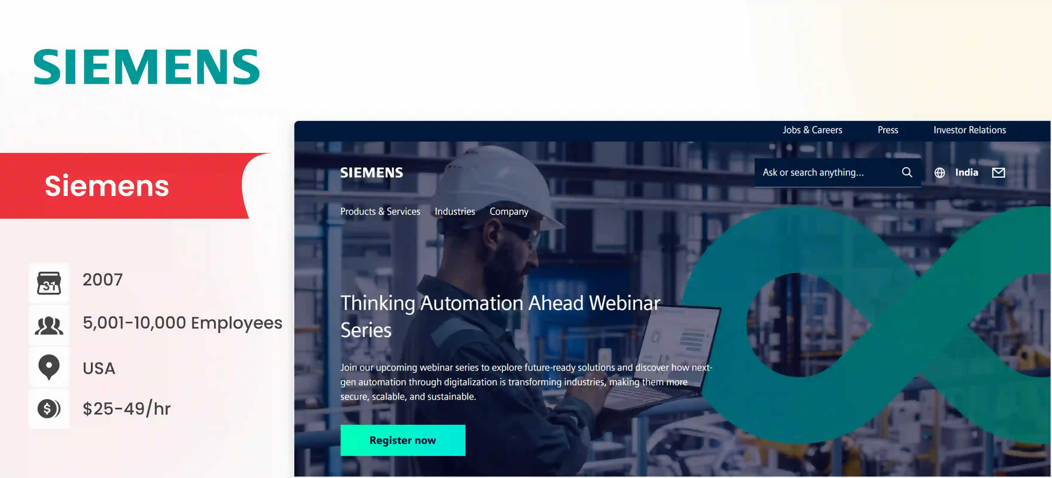 manufacturing software development company Siemens