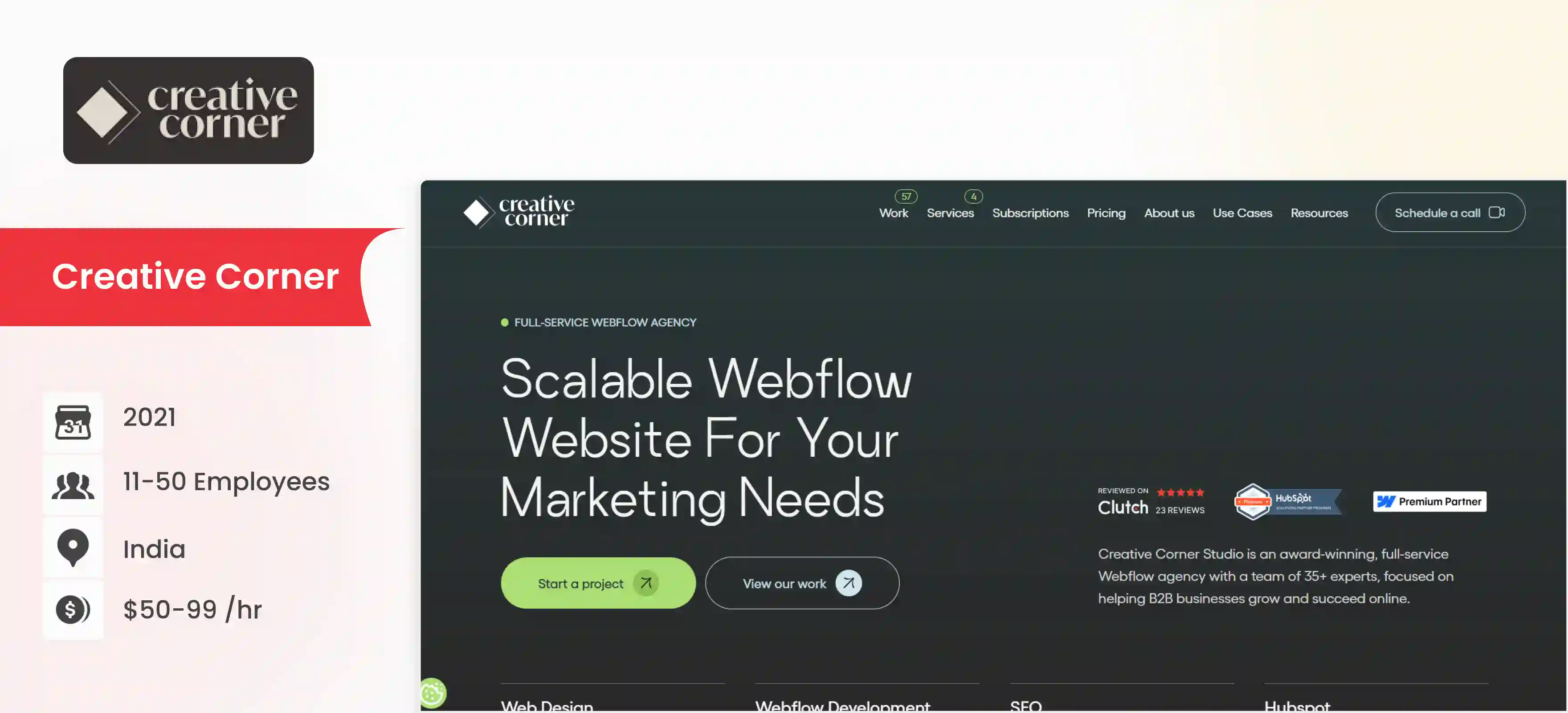 Webflow Development Company Creative Corner