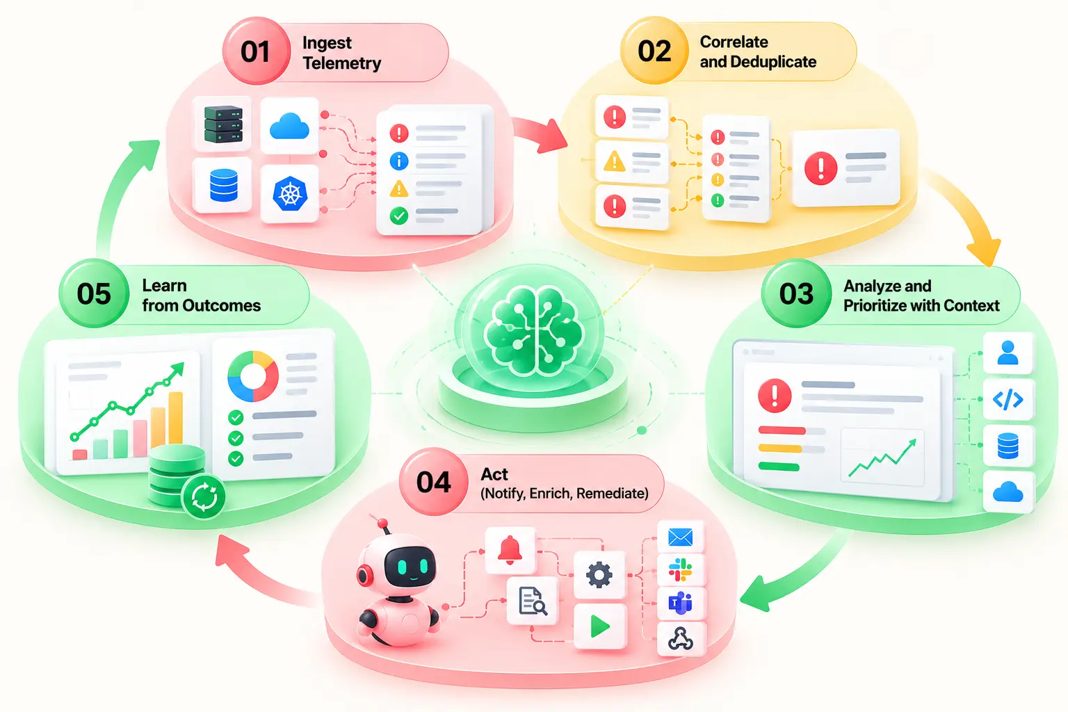 5 steps of how AIOps works