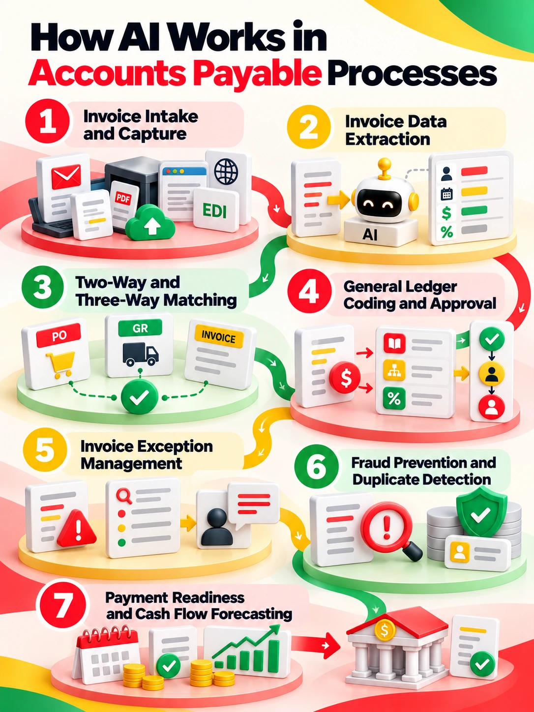 AI across the seven stages of the accounts payable process