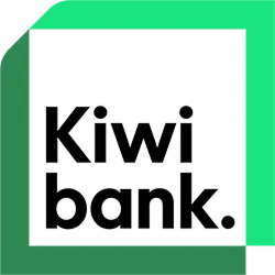 White Kiwibank logo on a green gradient background.