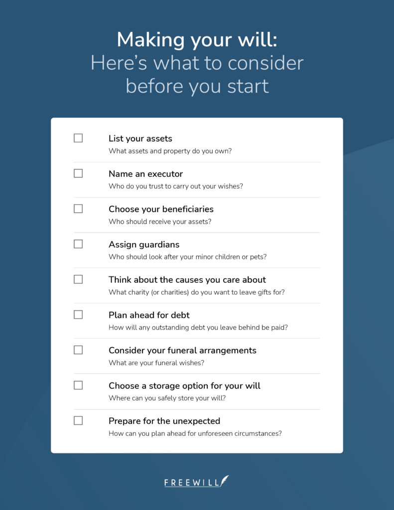 Link to printable will preparation checklist PDF