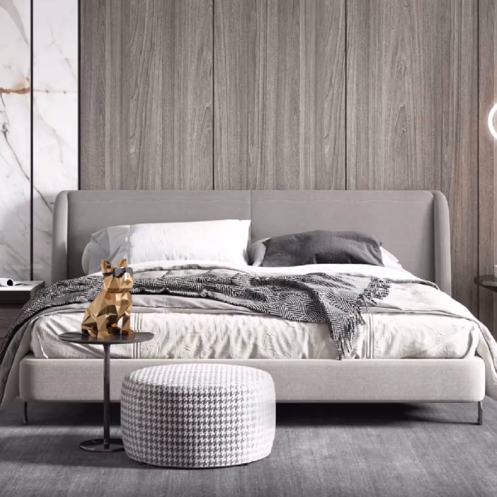 CGI image of a bedroom design