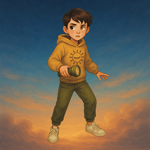 Ethan is nine years old. In his gaze, the world divides: one eye deep brown, steady as soil, the other a pale amber that seems to trap the sun itself.