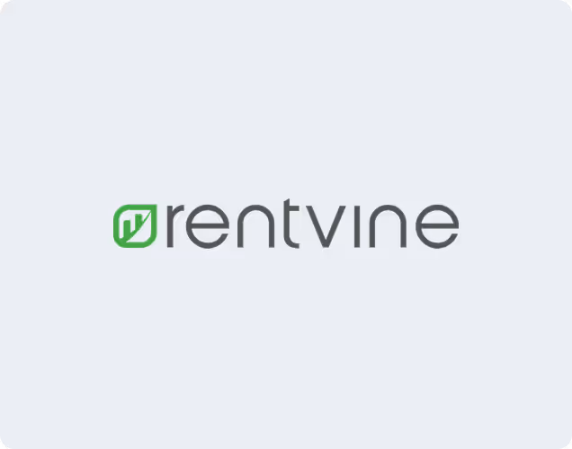 Rentvine logo with a green leaf and bar chart icon to the left of the text.