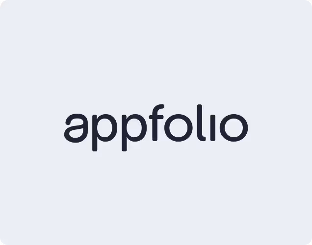 Appfolio company logo with lowercase black text on light gray background.