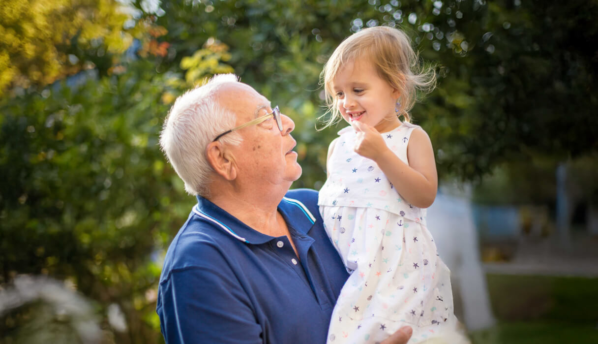 Retired elderly with grand child