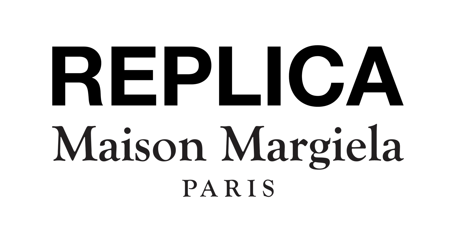 Maison Margiela Paris logo with serif font on black background.