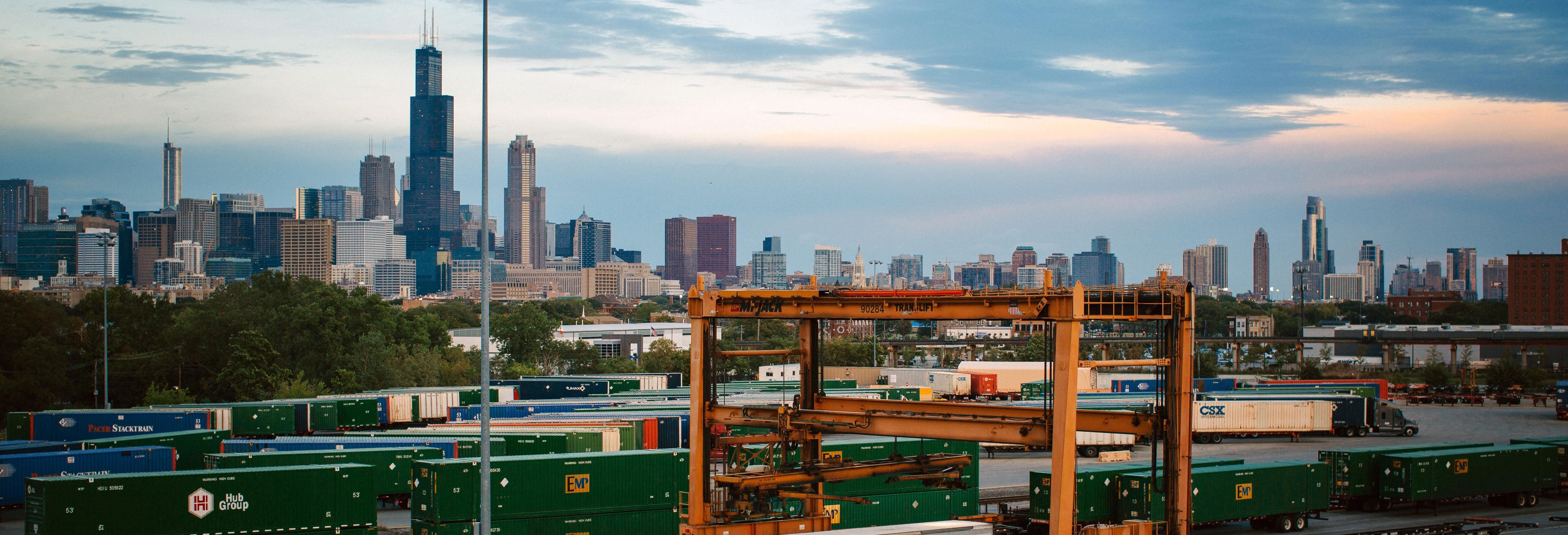 Intermodal rail yard in Chicago, Illinois freight and rail ramp coverage