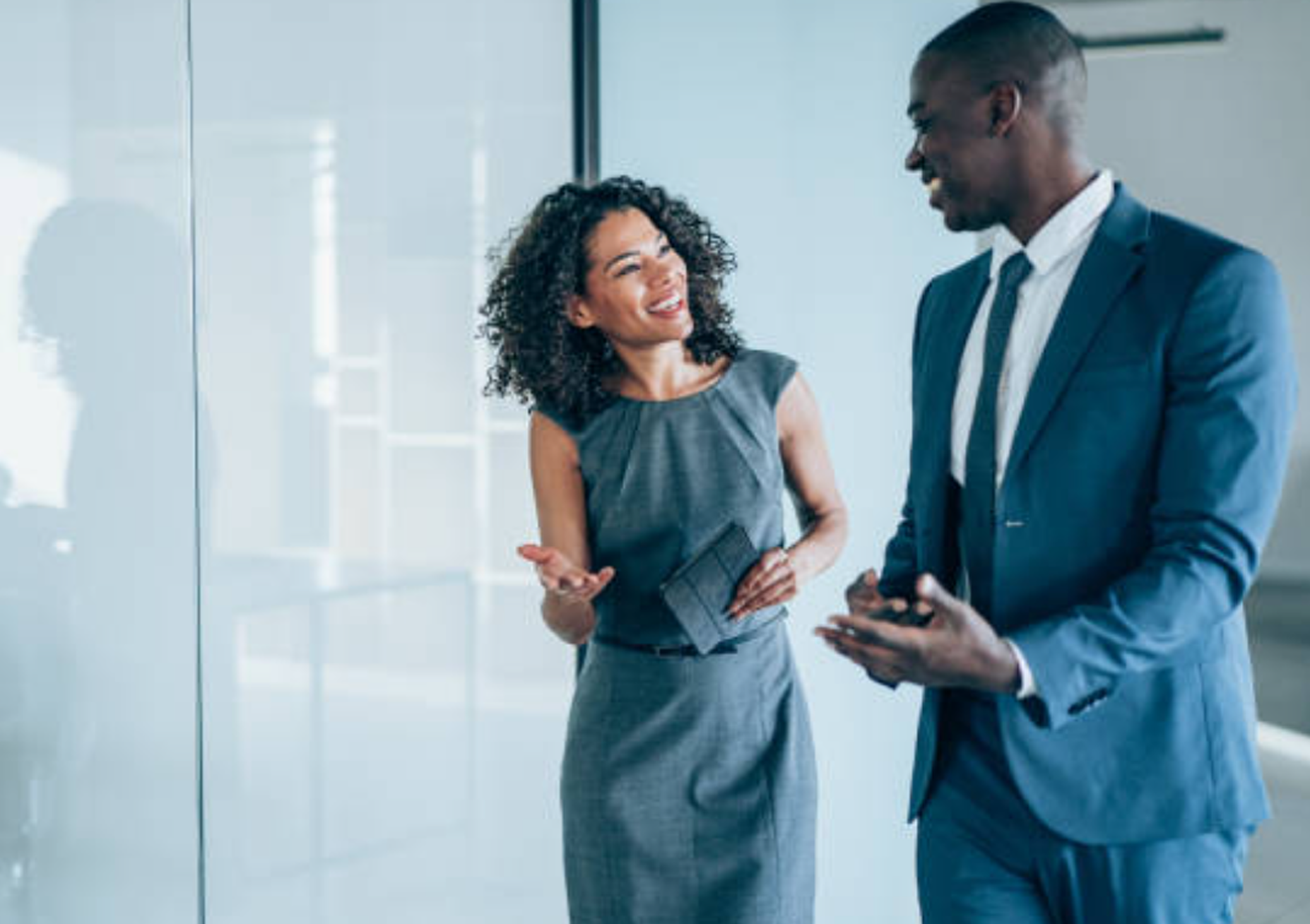 Two professionals working in corporate environment