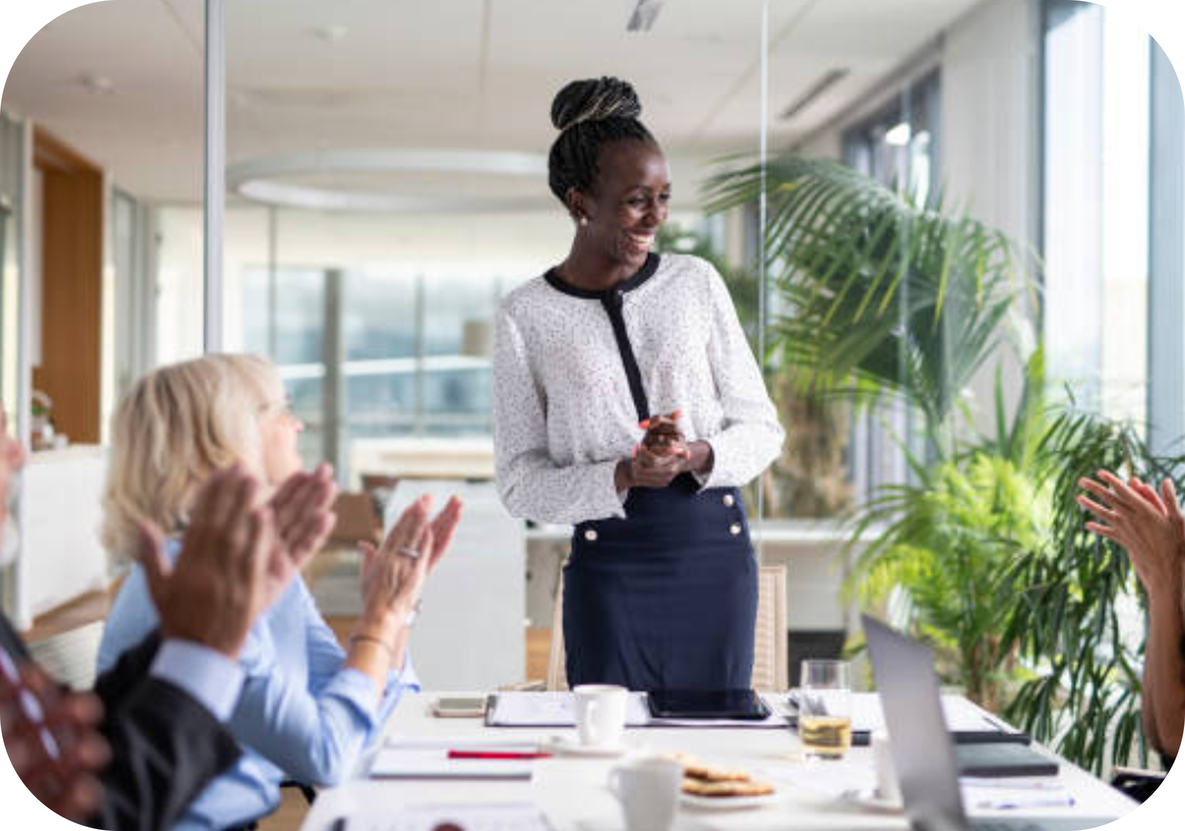 African female leading a team