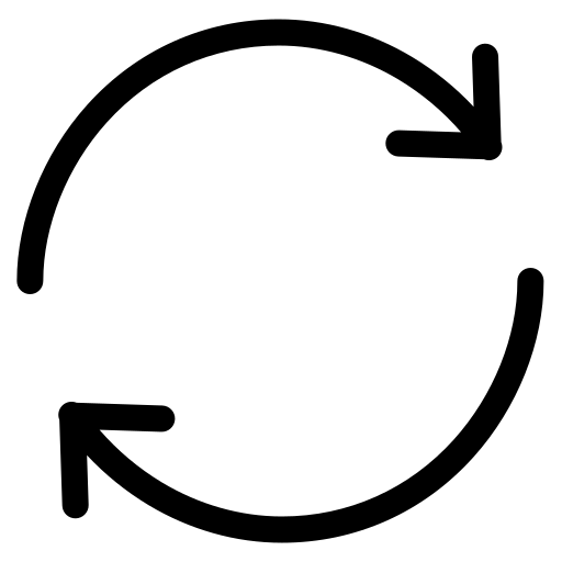 Black recycling symbol with three chasing arrows forming a triangle on a white background.