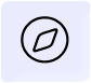 Black compass icon with a tilted needle inside a rounded square white background.