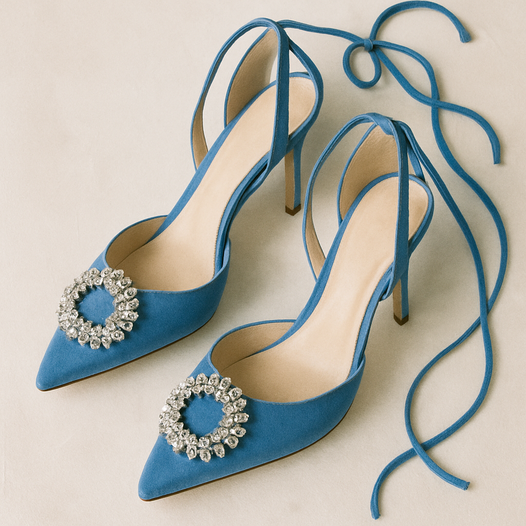 Stylish blue wedding shoes
