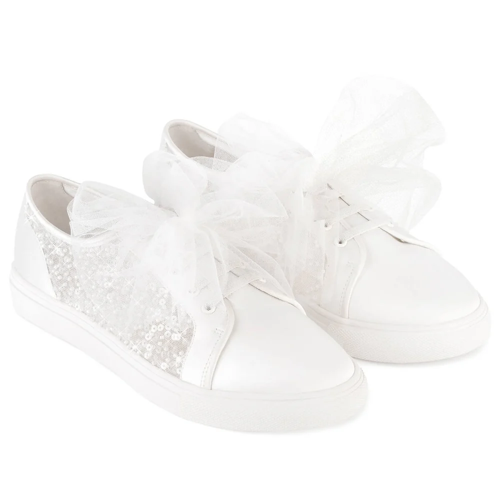 Bella Belle Isadora Sparkly Wedding Sneakers (Ivory)