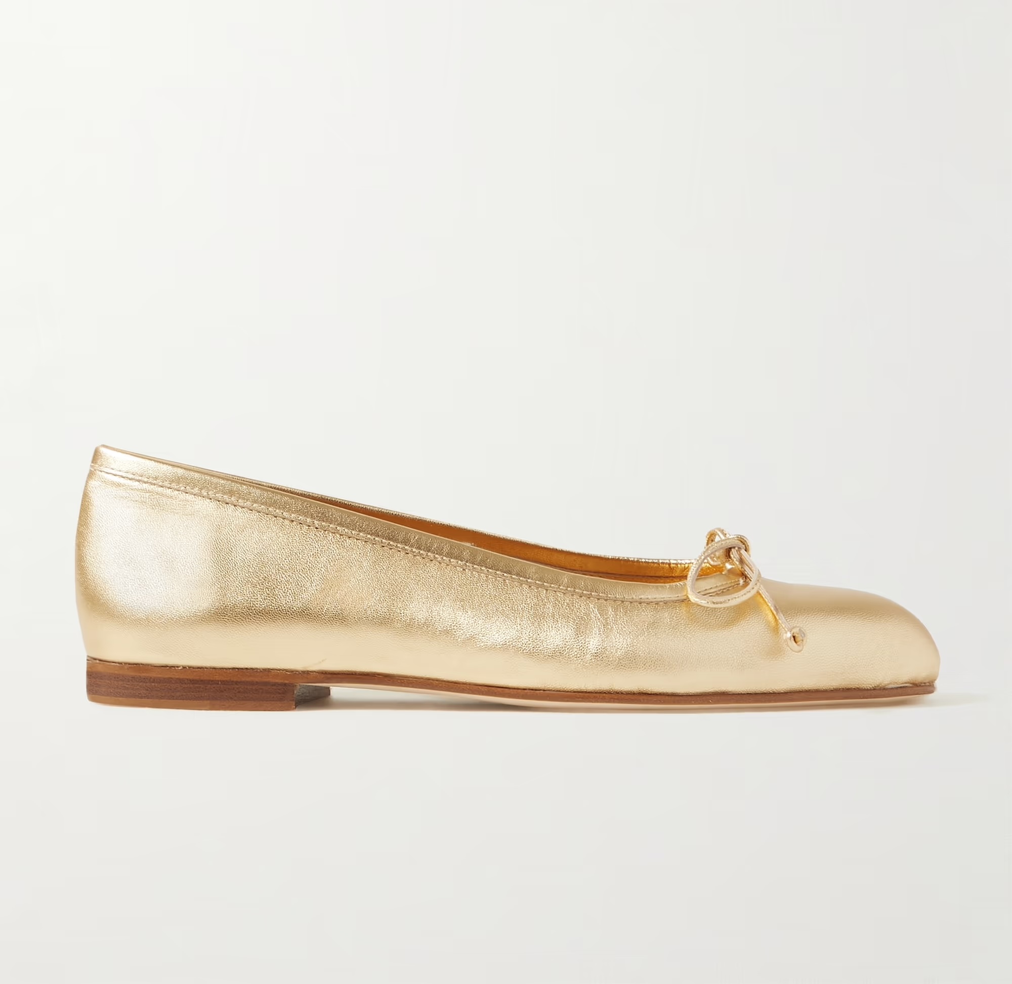 Manolo Blahnik Veralli Metallic Leather Ballet Flats – Gold