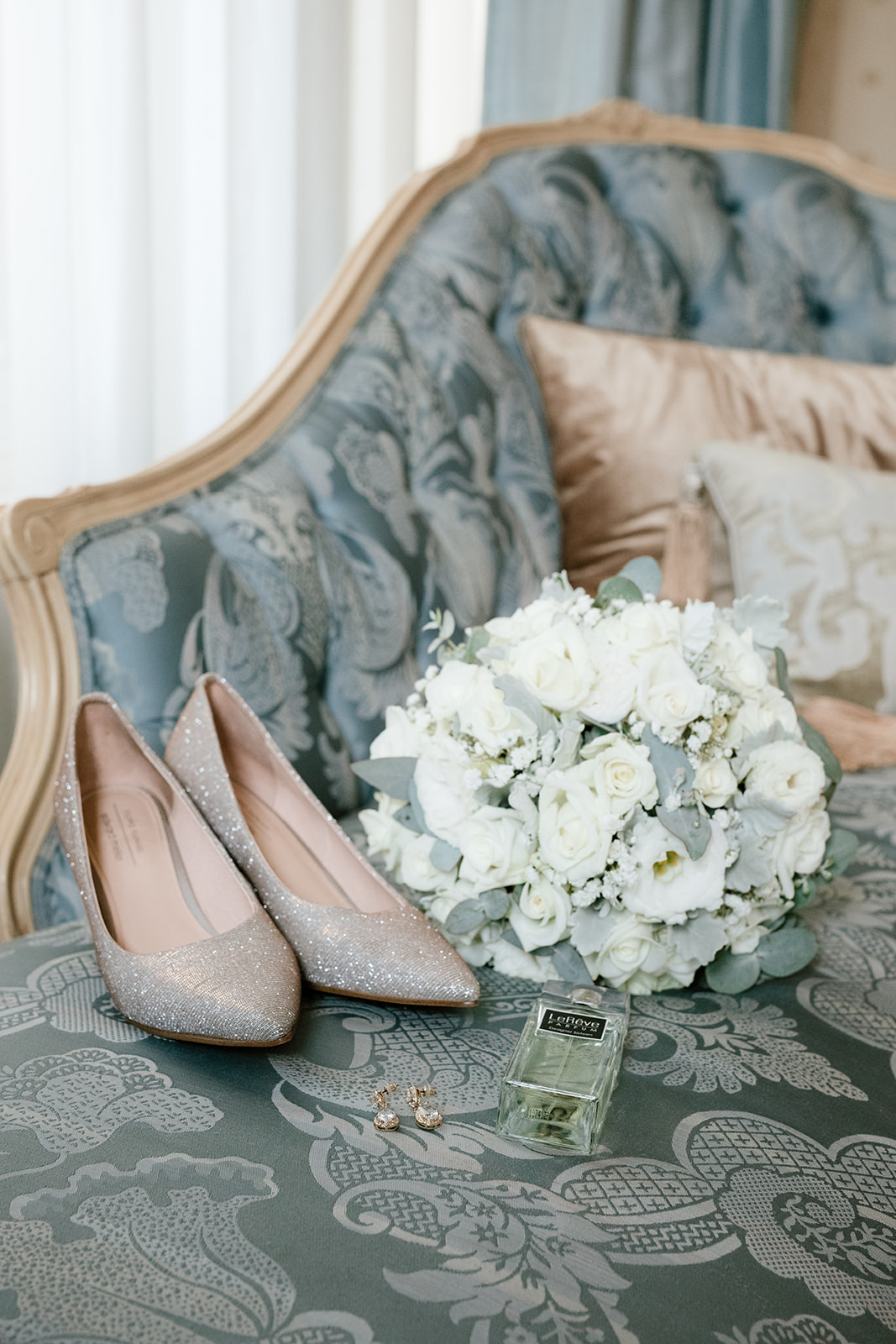 Sparkling silver heels for black tie event