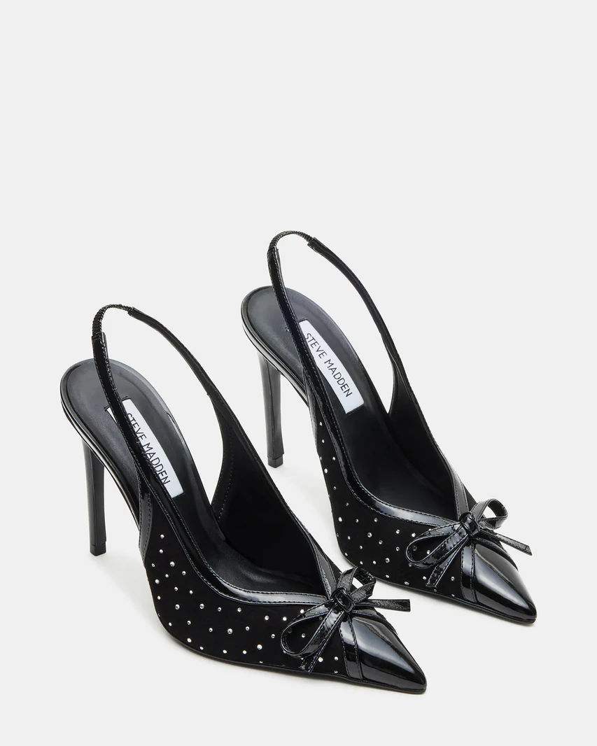 Steve Madden Sleek Black Multi Rhinestone Slingback Pump