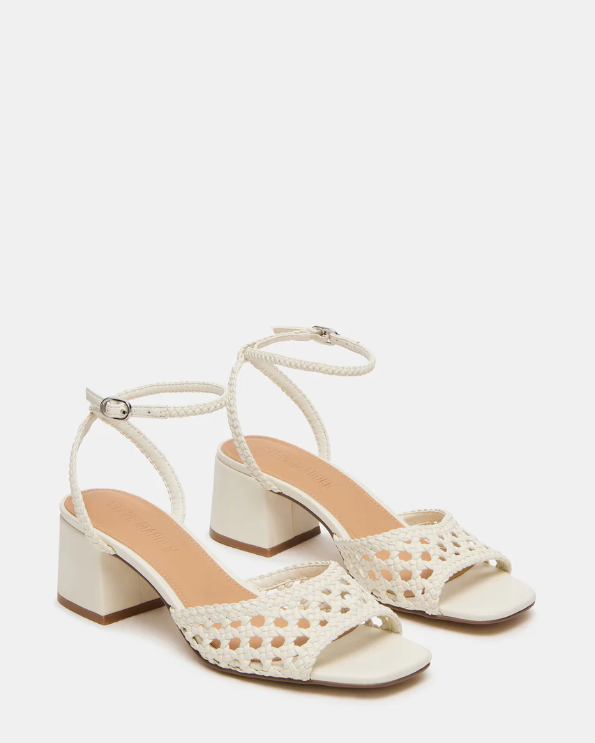 Steve Madden Soleil Bone Woven Block Heel Sandal