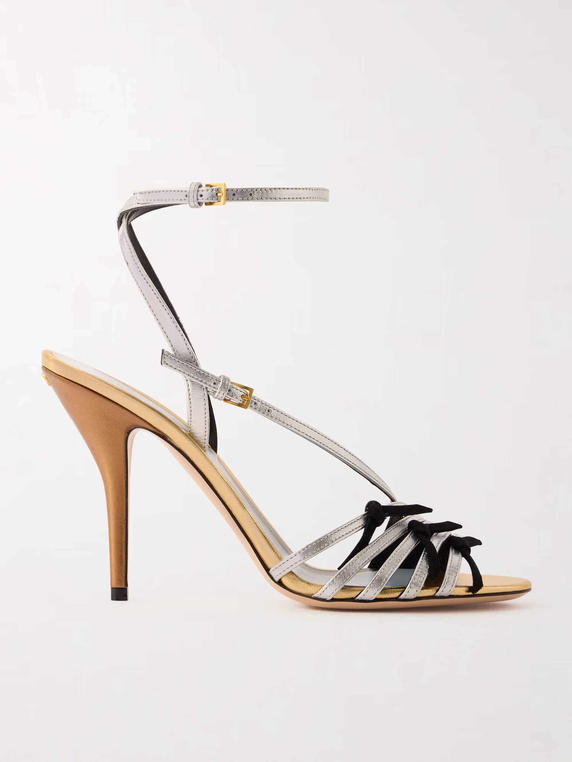 Valentino Garavina Nodine 100 bow-detailed metallic-leather sandals