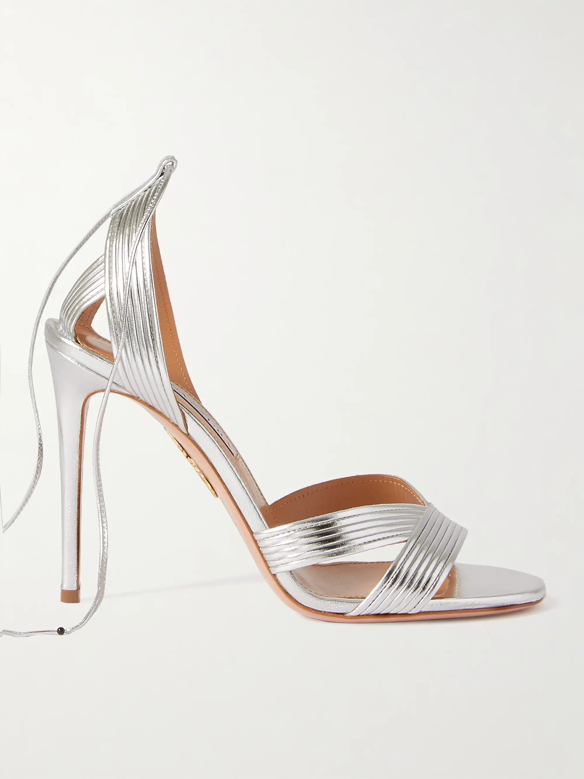 AQUAZZURA Ari 105 metallic leather sandals