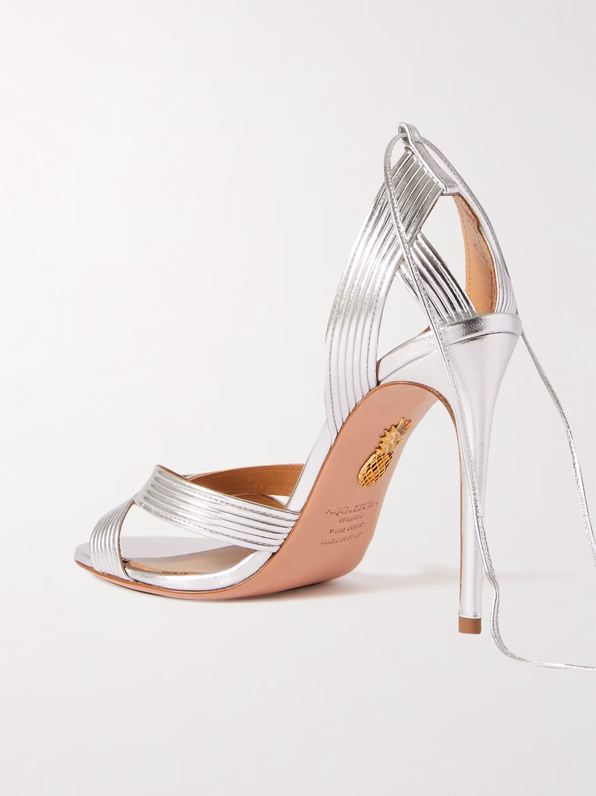 AQUAZZURA Ari 105 metallic leather sandals