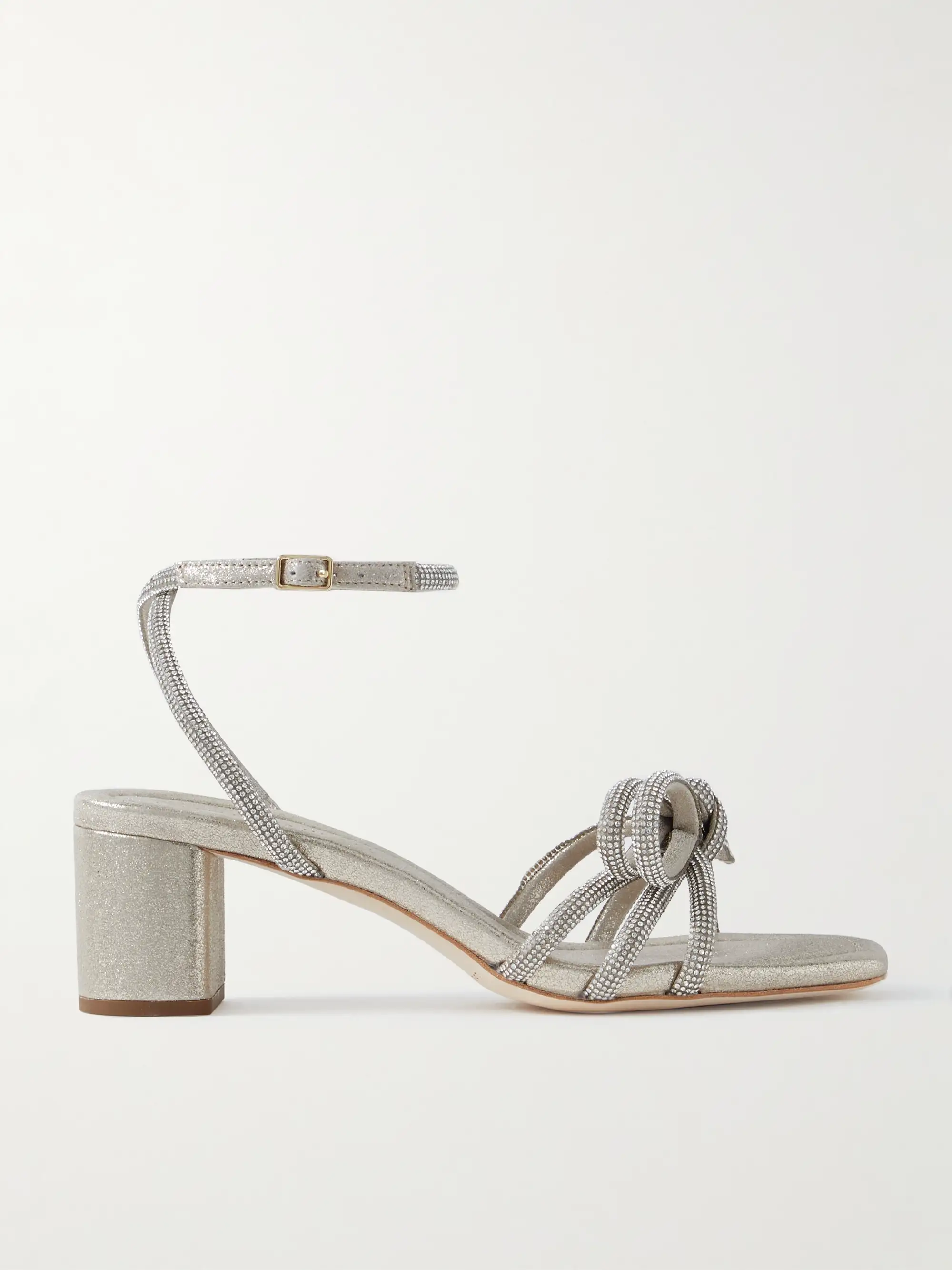 LOEFFLER RANDALL + NET SUSTAIN Mikel crystal-embellished metallic suede sandals
