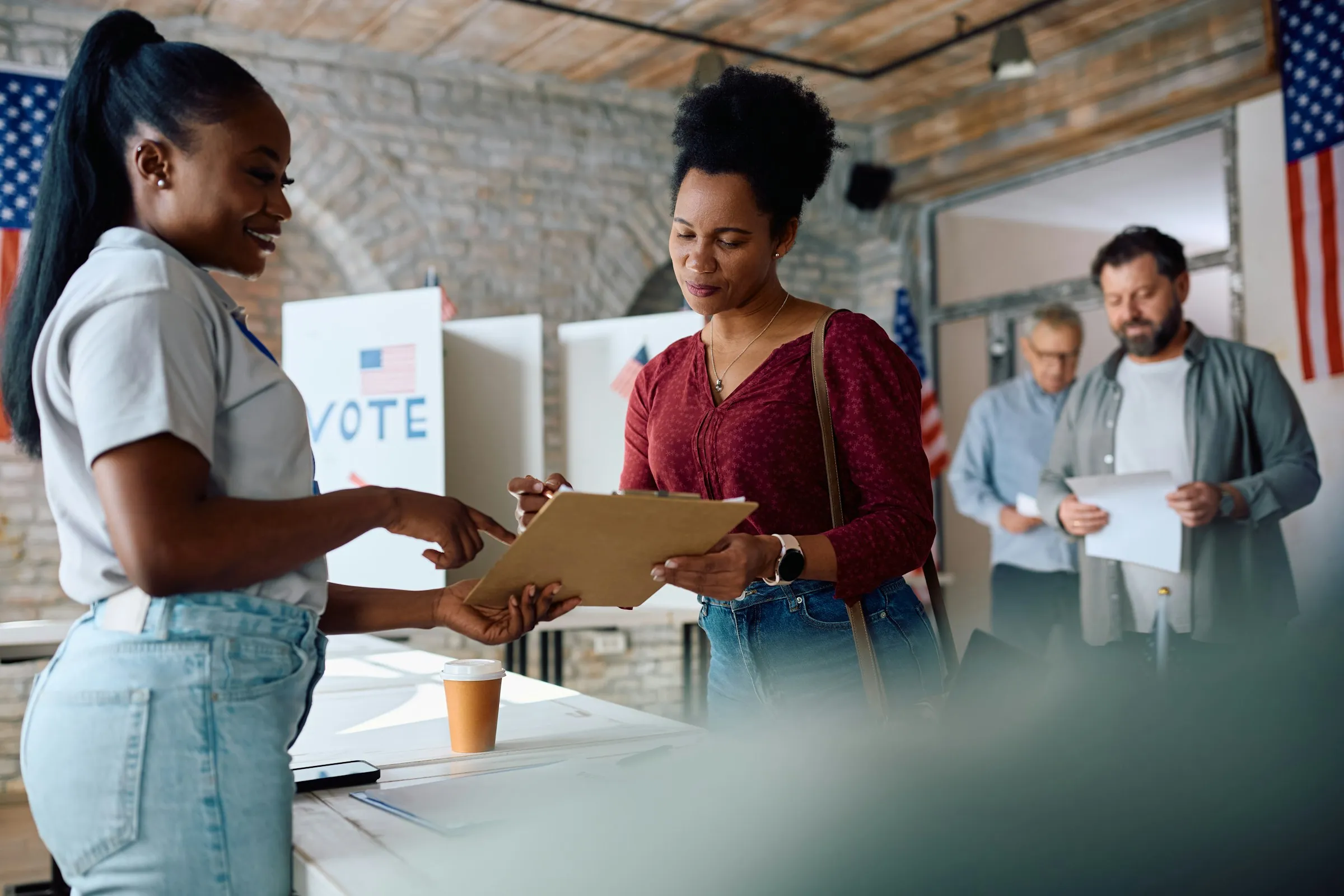 Voters at a polling station