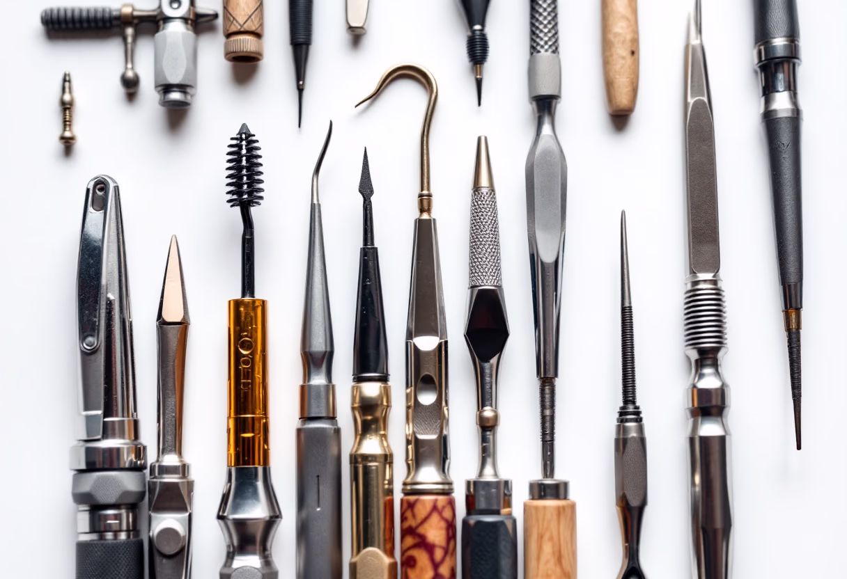 close-up of tattoo equipment on job posting board