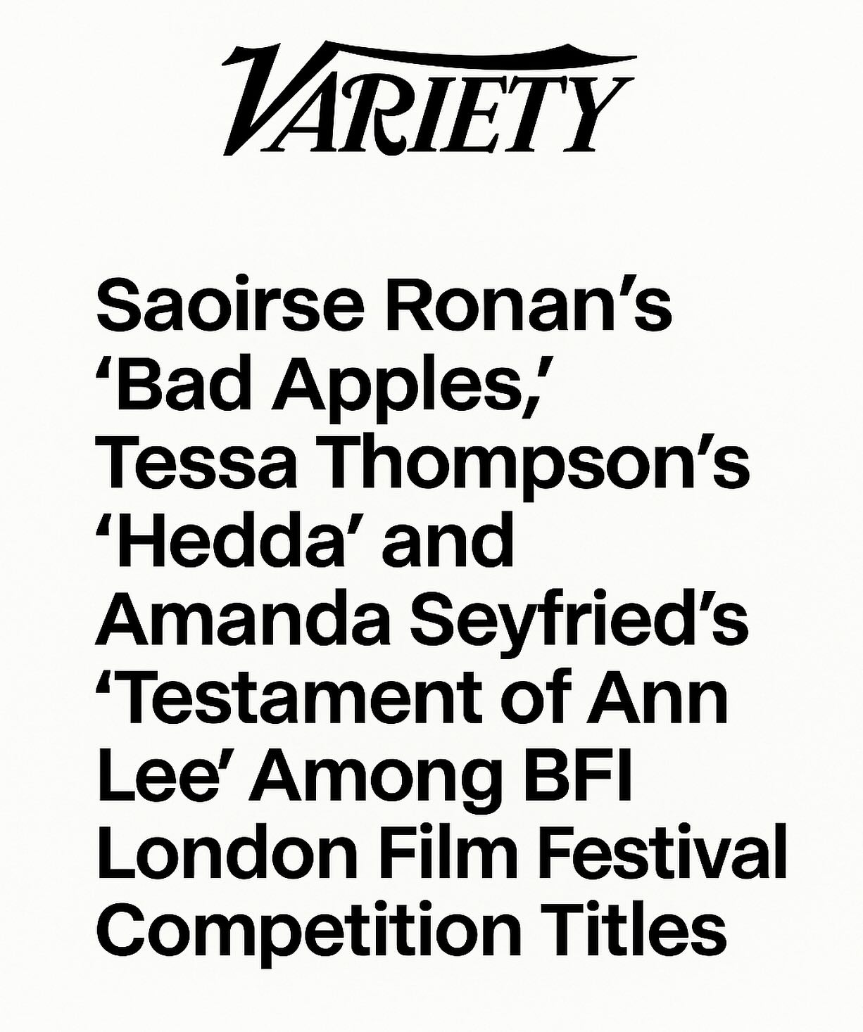 Thrilled to announce that The Testament of Ann Lee has been selected as an official competition title at this yearâs BFI London Film Festival! âšđŹ Honored to share this moment alongside such incredible films and creators.
#BFILondonFilmFestival #TheTestamentOfAnnLee #FilmFestival #BFI #IndependentFilm #WorldCinema #FilmCompetition #ArtClassContent