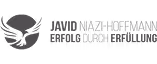 Logo mit stilisiertem Vogel und Text Javid Naz-Hoffmann Erfolg durch Erfüllung.