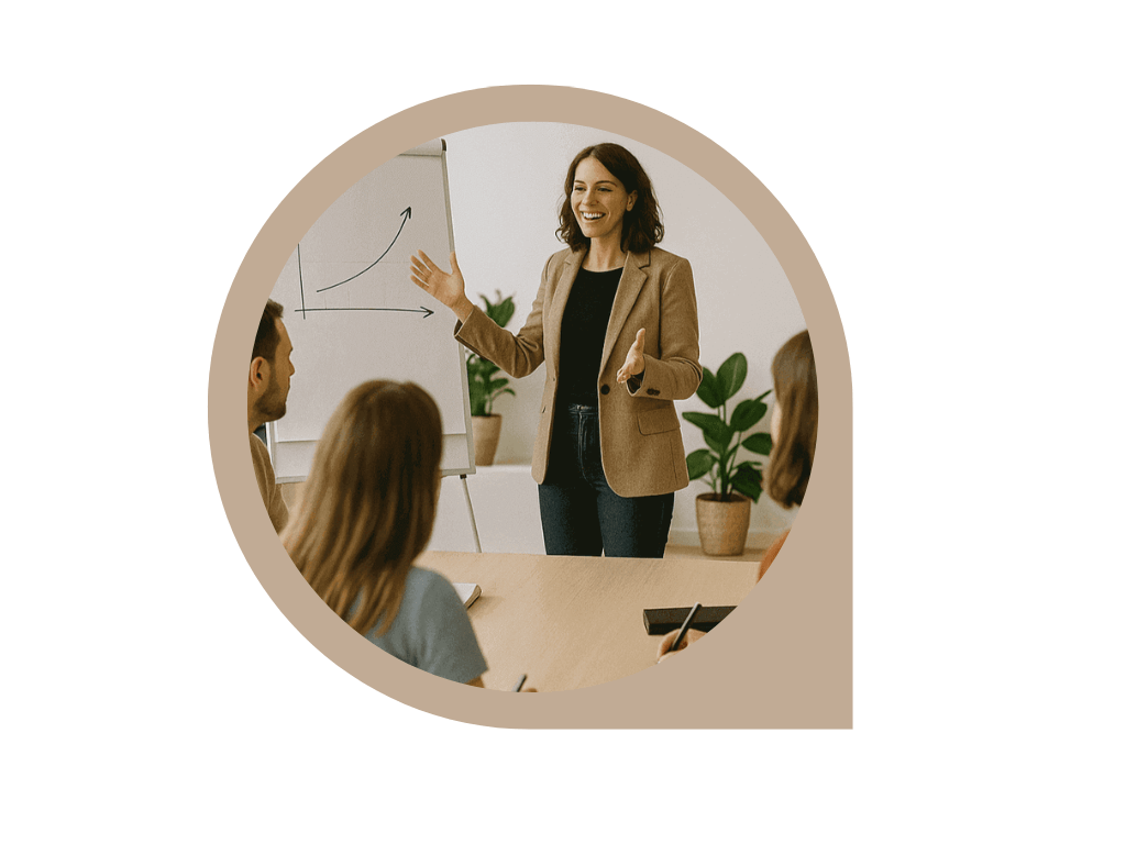 Seminarszene mit Flipchart, Organisationsentwicklung bei Kernfokus