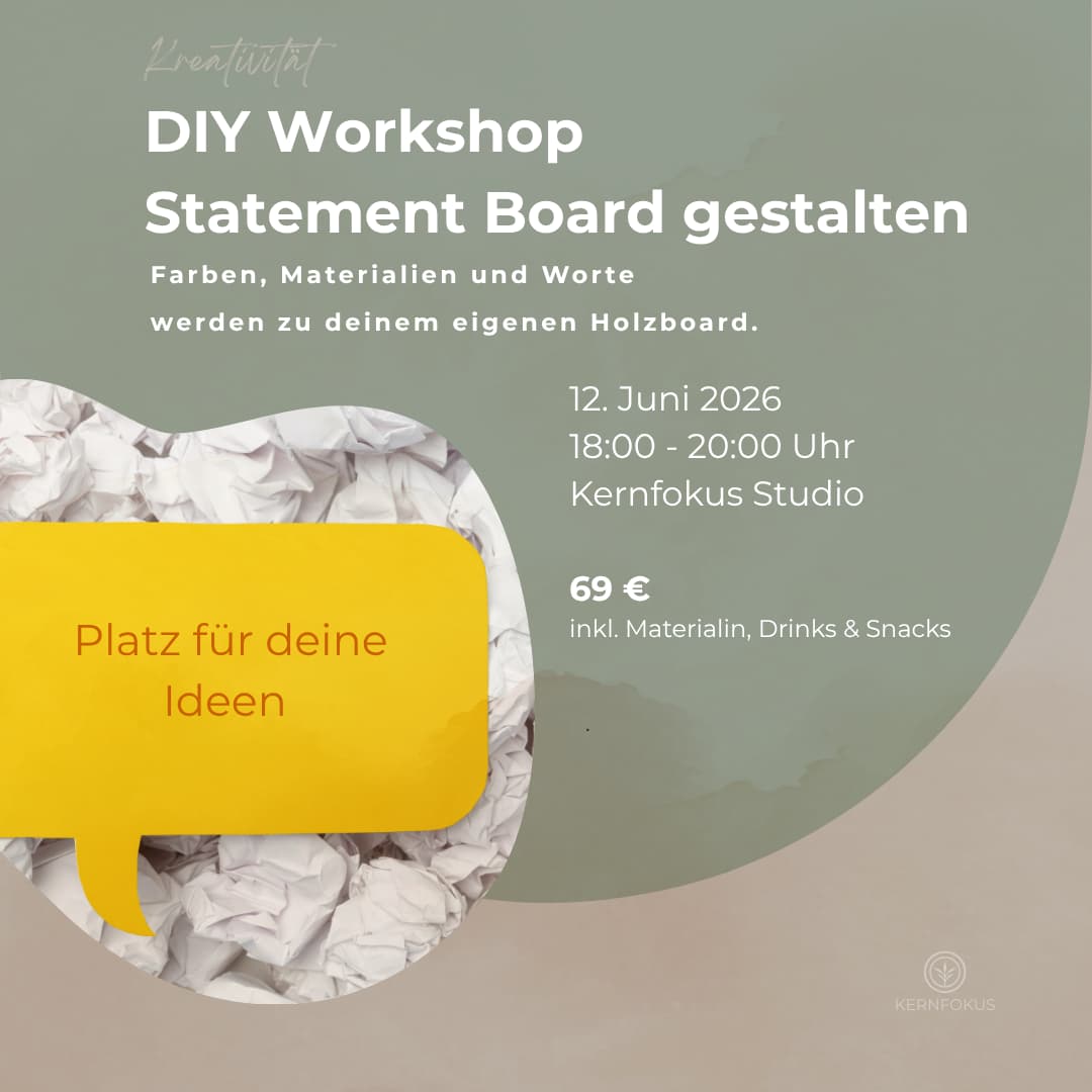DIY Workshop zum Gestalten von Statementboards im Kernfokus Studio in Hürth bei Köln