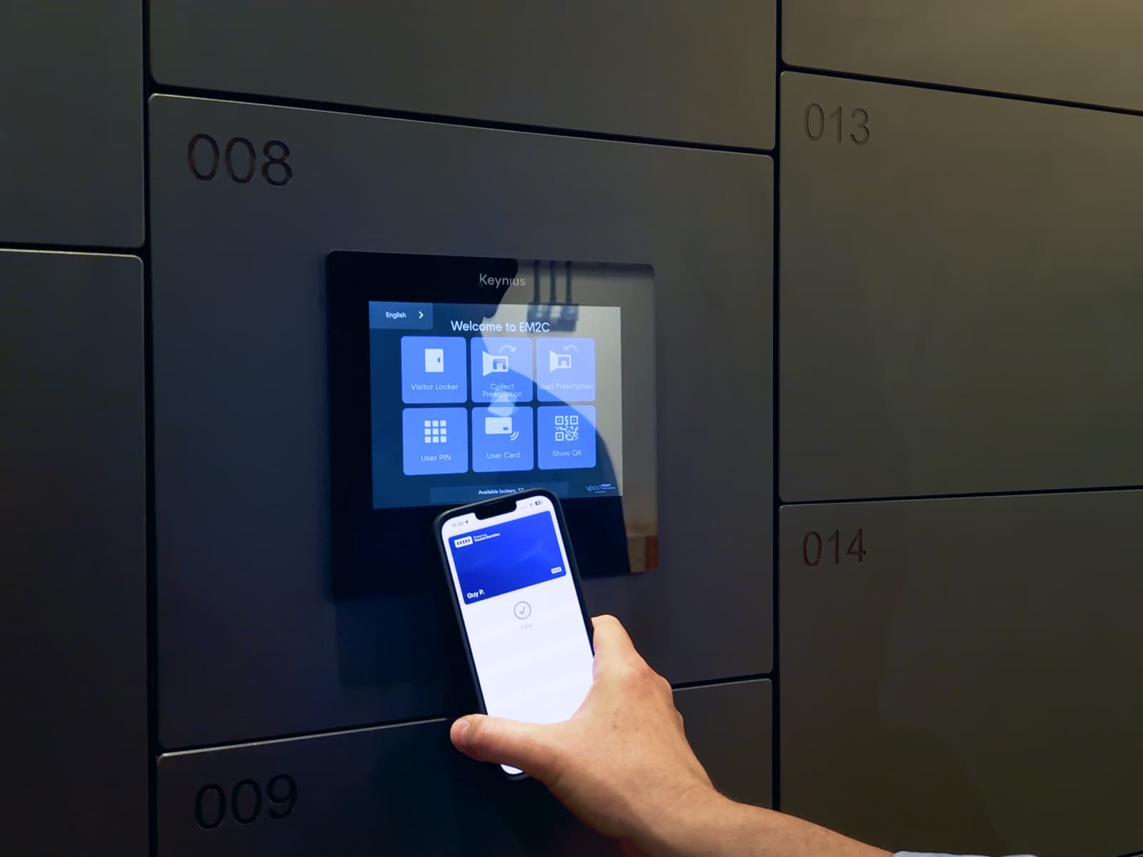 Apple Wallet and Google Wallet access on smart lockers in a corporate workspace
