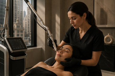 UltraClear laser treatment being performed for skin rejuvenation in Flatiron Manhattan