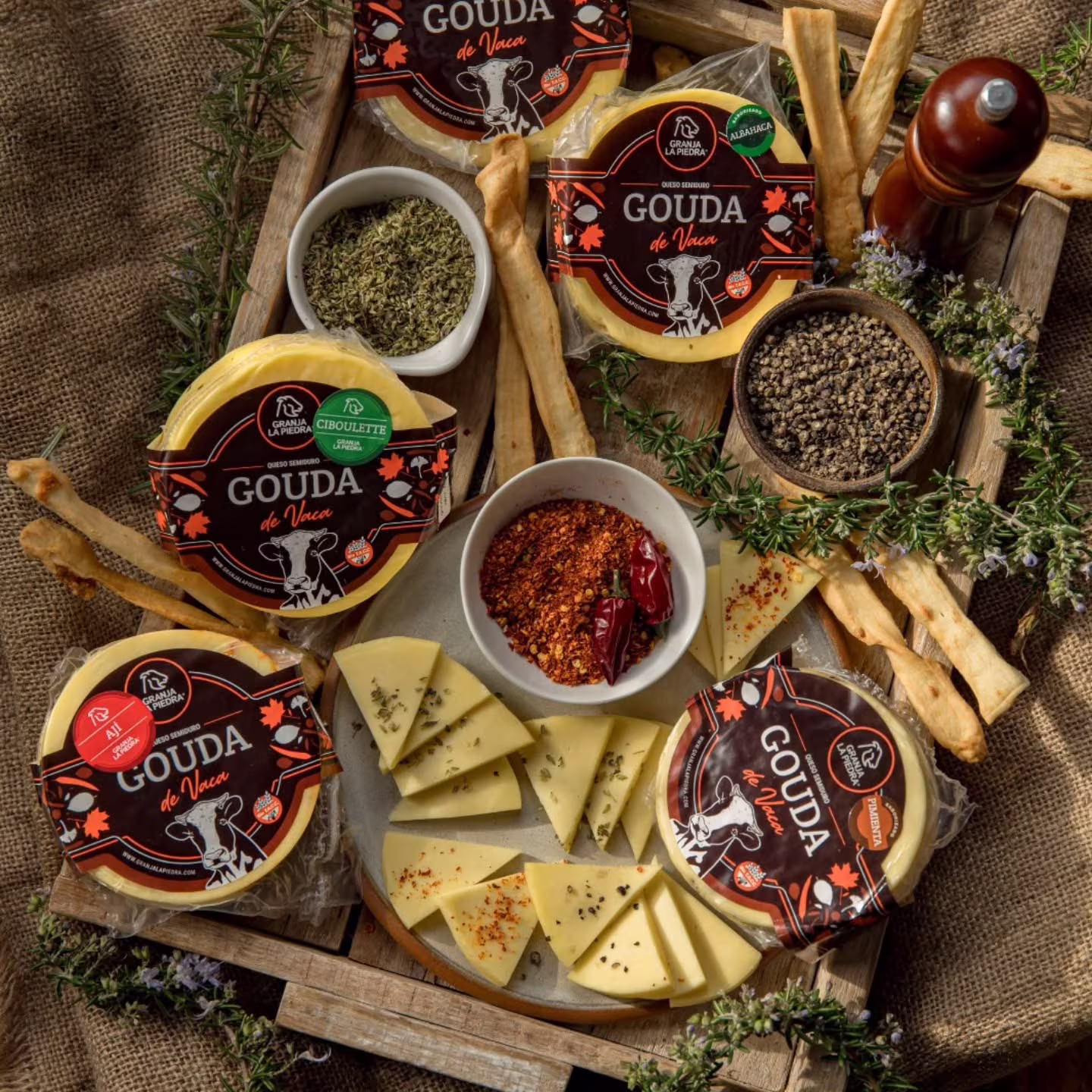 Mesa de quesos de Granja La Piedra