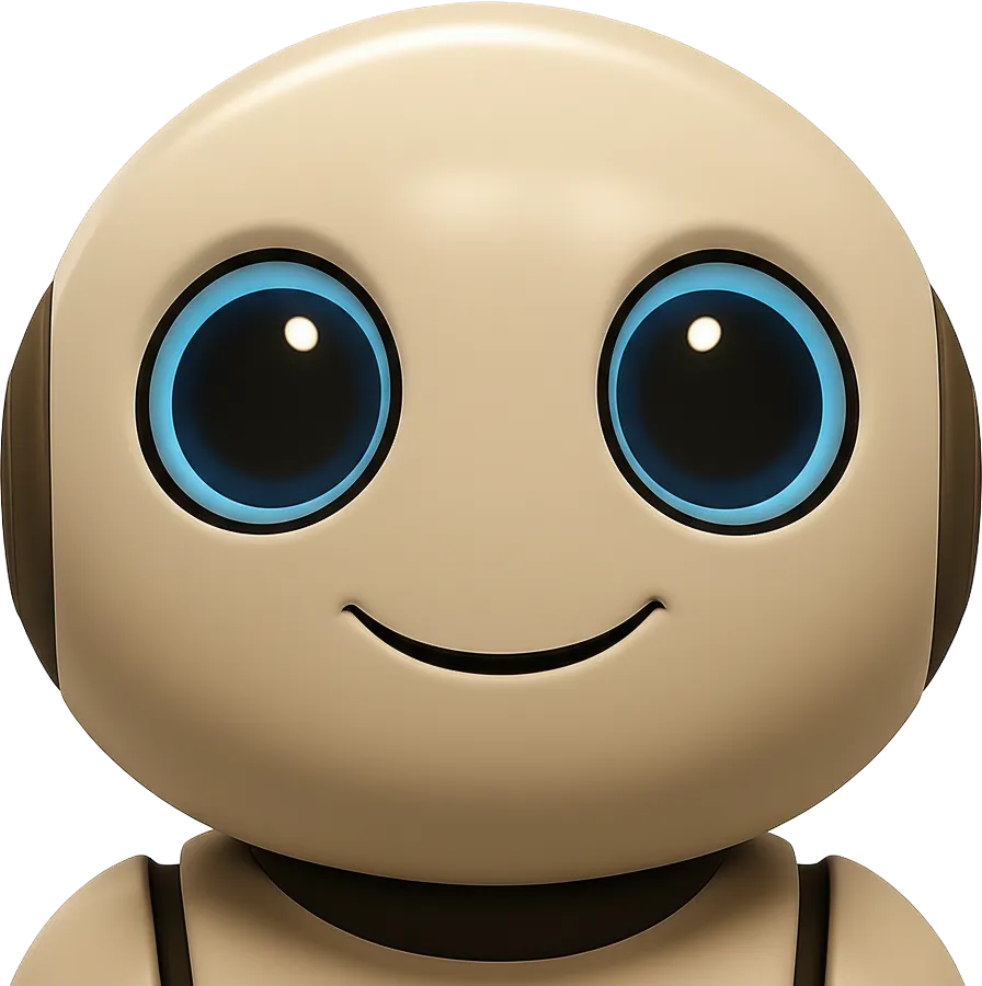 D.A.V.E. looking straight ahead - a robot-like character