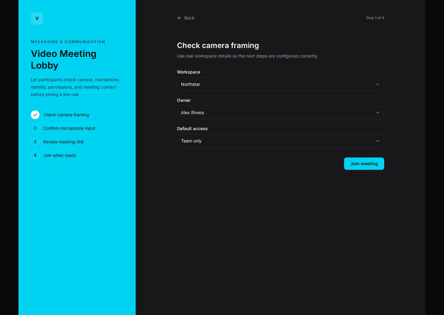 Video Meeting Lobby UI template screenshot