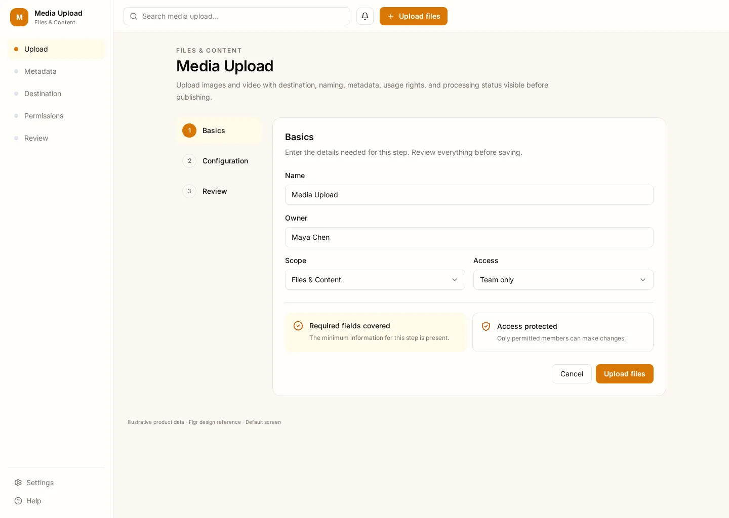 Media Upload UI template screenshot