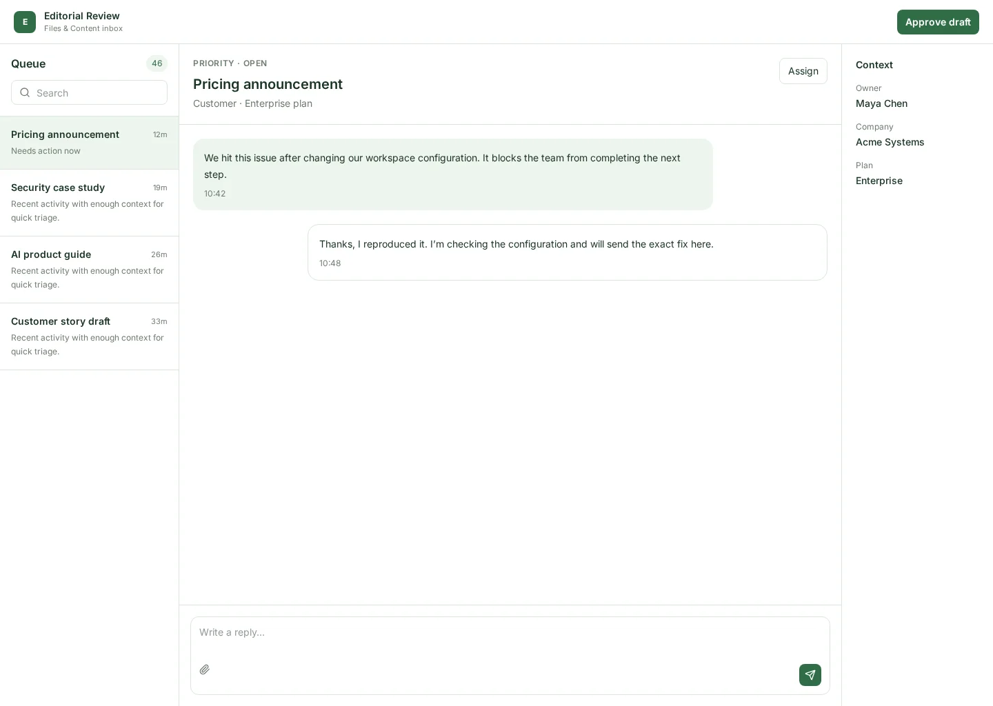 Editorial Review UI template screenshot