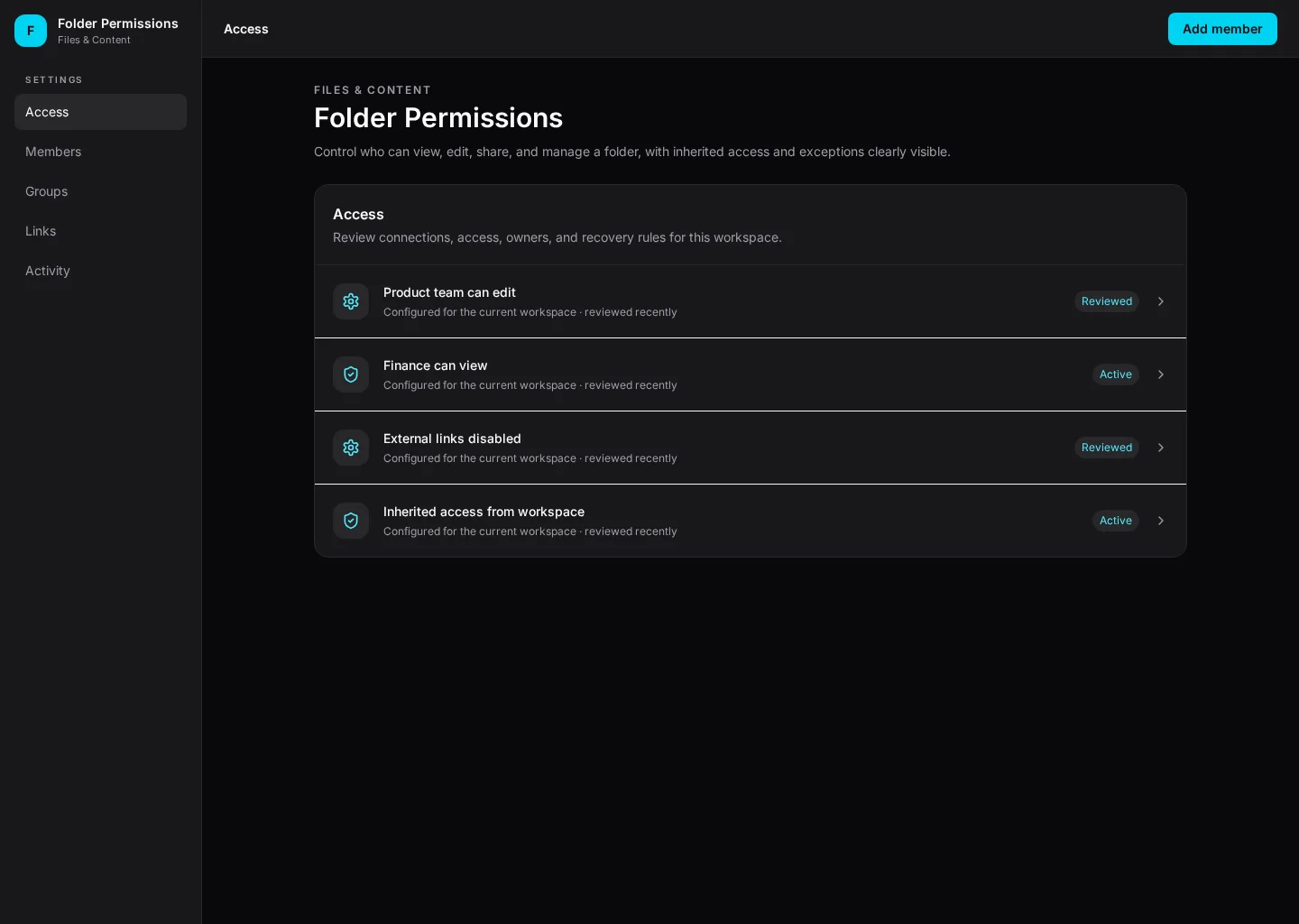 Folder Permissions UI template screenshot