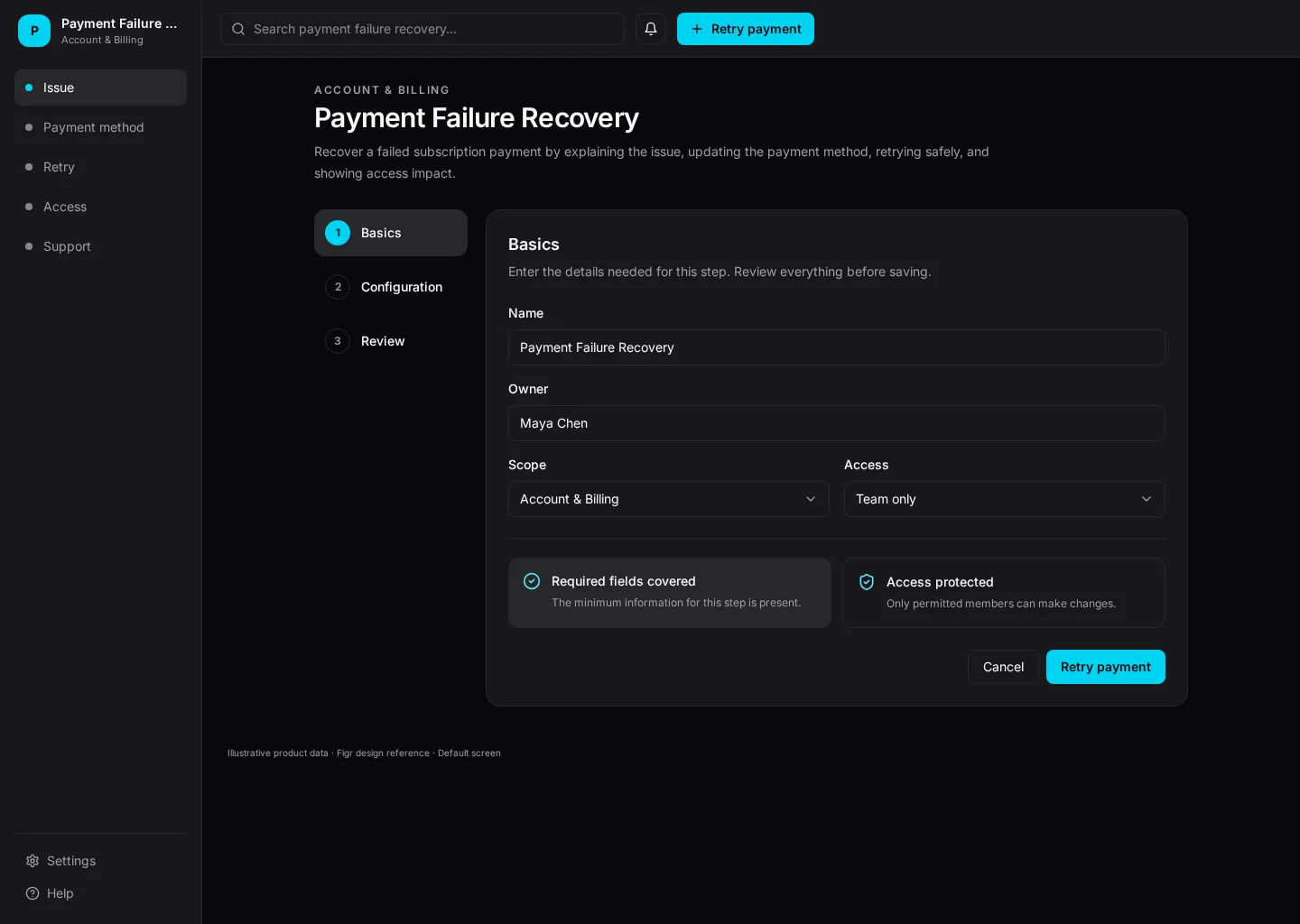 Payment Failure Recovery UI template screenshot